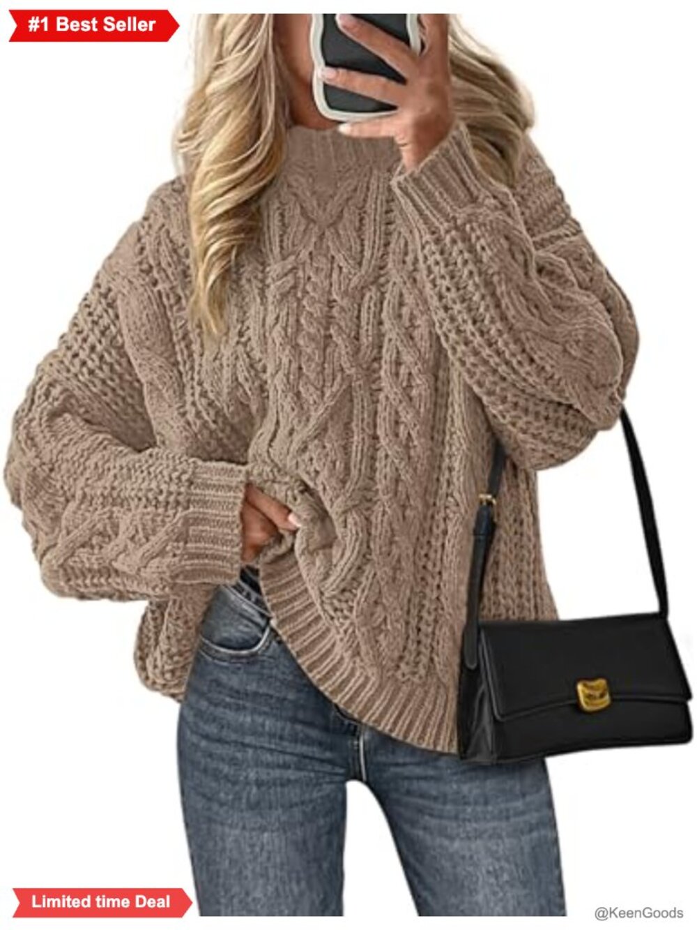 Oversized Chunky Cable Knit Sweater Crewneck Pullover